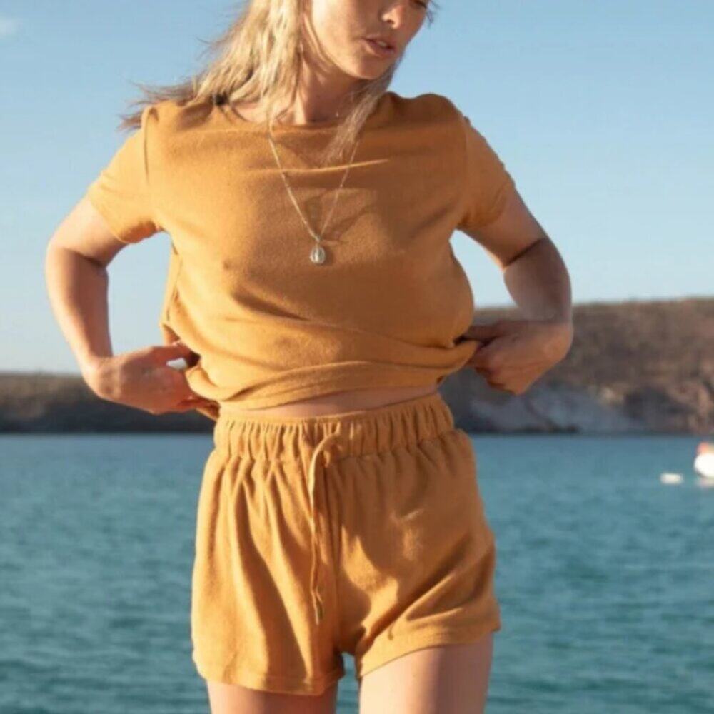 Dandy Del Mar Shorts The Santorini Burnt Sienna Terry Cloth Shorts Womens Size S - Picture 2 of 10